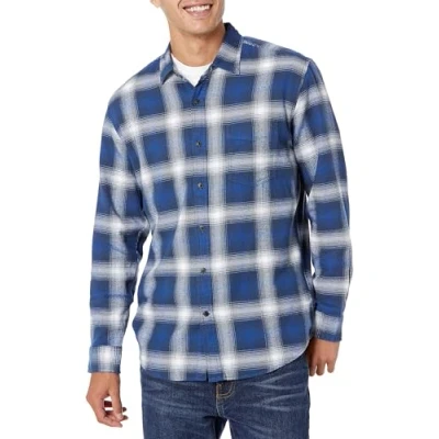Afbeelding van Amazon Essentials Men&#039;s Flanellen overhemd met lange mouwen (verkrijgbaar in Grote en maten), Blauw Wit ruiten, S