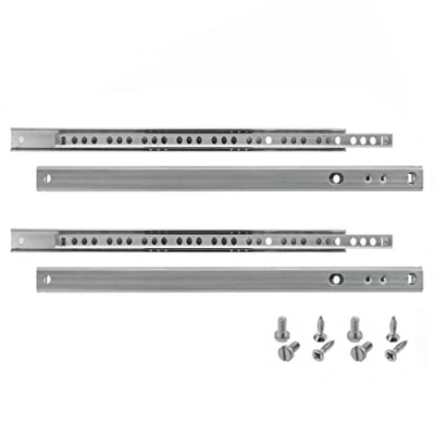 Afbeelding van HELPMATE Groef ladegeleider 17 mm lengte 310 2 paar set van 4 kogeluittrekbare ladegeleiding railsysteem gedeeltelijk uittrekbaar staal verzinkt zilver incl. bevestigingsmateriaal