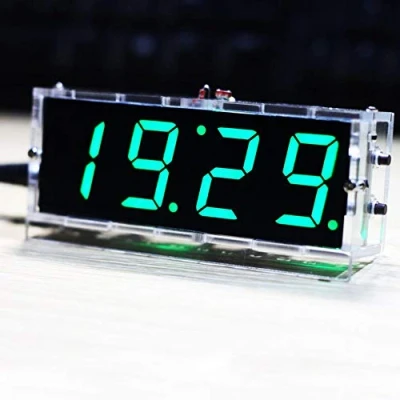 Afbeelding van Wincal Elektronische DIY Klok 4 Cijferige Kit LED Digitale Automatische Tijd/Temperatuur Display (Groen)