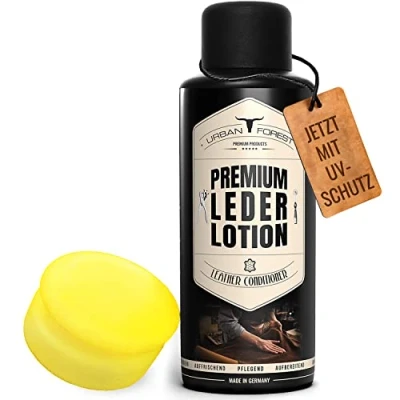 Afbeelding van Urban Forest leerverzorging, bank, glad leer, voordeelmaat 500 ml, onderhoudsmiddel voor leren lederlotion milde incl. spons, made in Germany