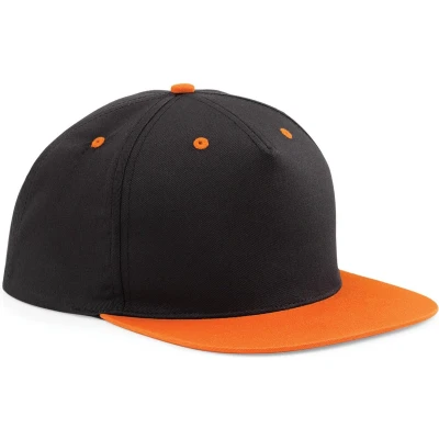 Afbeelding van Beechfield Unisex 5 Paneel Contrast Snapback Cap (Zwart / Oranje)