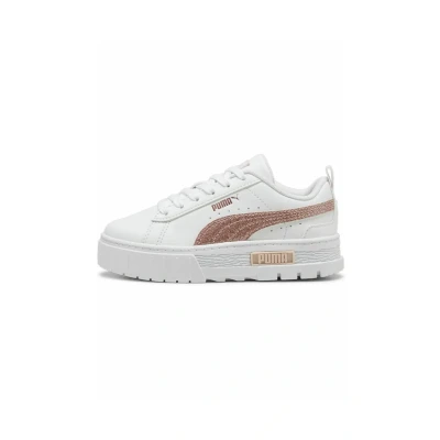 Afbeelding van Puma Mayze Glitter Sneakers laag voor kinderen, Maat: 27.5, White rose gold Kunststof/ textiel