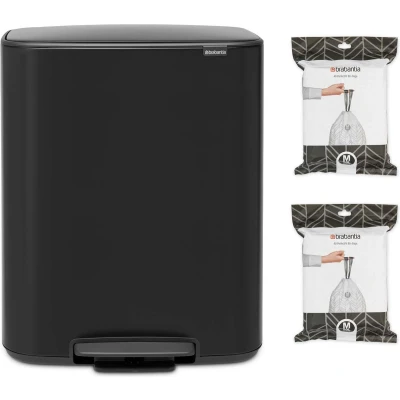 Afbeelding van Brabantia Bo Prullenbak 60 liter met 80 Vuilniszakken Matt Black