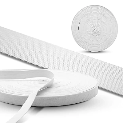 Afbeelding van DOJA Barcelona Elastico per Cucito, 50 m, 20 mm, Bianco, Filo voor Cucire Poliestere e Gomma, Elastici da Rotolo Piatto Pantaloni, Stoffa, Mutande, Maglia, Gonna