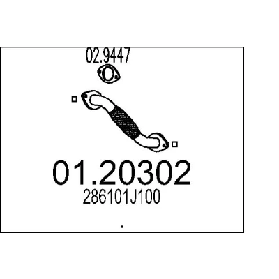 Afbeelding van MTS 01.20302 Uitlaatpijp 400mm voor middendemper HYUNDAI: i20 I Hatchback (PB) 1.2, 1.2 LPG 2008 2015