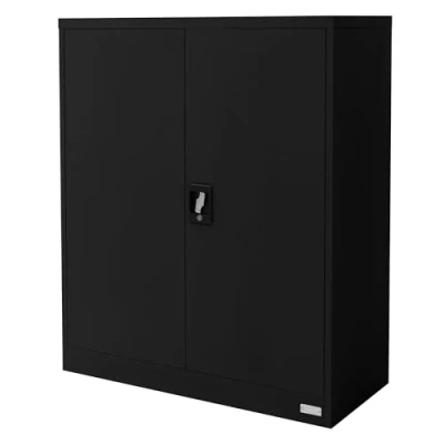 Afbeelding van Afsluitbare archiefkast 90x40x109 cm zwart staal ML design