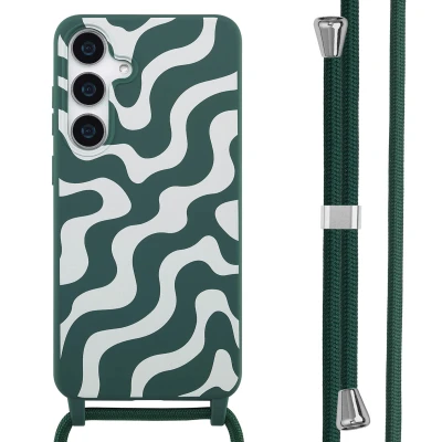 Afbeelding van imoshion hoesje Geschikt voor Samsung Galaxy S25 Plus Siliconen design met koord Petrol Green Groovy