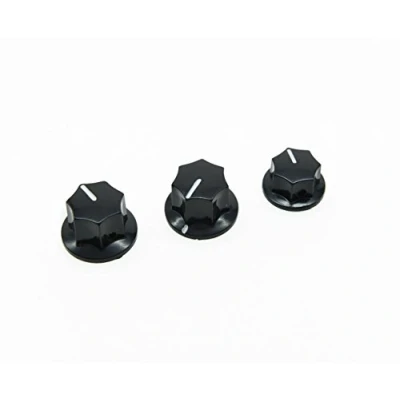 Afbeelding van KIAISH Set van 3 Zwart Messing Insert USA Spec 1/4 &quot;Jazz J Bass Knoppen, Grote &amp; Kleine Knop