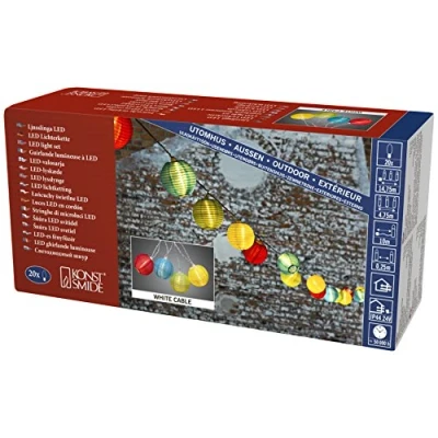 Afbeelding van KONSTSMIDE Led lichtsnoer deco lampjes, pinkkleurige/blauwe/groene/gele plastic rijstballen, 20 dioden (1 stuk)