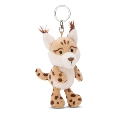 Afbeelding van sleutelhanger Lynx Lyka 10 cm beige Duurzame metgezel knuffeldierhanger met sleutelring voor sleutelkoord, tas, rugzak en meer