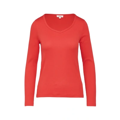 Afbeelding van s.Oliver Feines Struktur Longsleeve, Dames, Maat: 42, Mohnrot