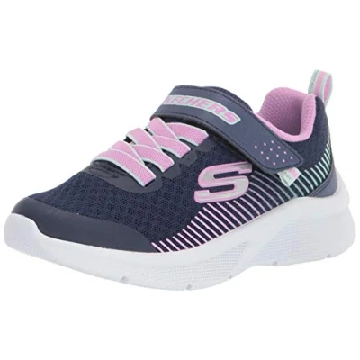 Afbeelding van Skechers Microspec Sneakers voor meisjes, Navy Mesh Lavender Mint Trim, 29 EU