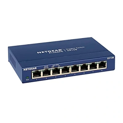 Afbeelding van NETGEAR 8 poorts Gigabit Ethernet Unmanaged Switch (GS108) desktop of wandmontage en beperkte levenslange bescherming