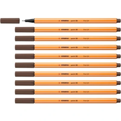 Afbeelding van STABILO point 88 Premium Fineliner Fine 0,4 mm Umber Bruin Doos 10 stuks