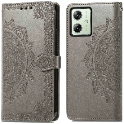 Afbeelding van Motorola Moto G54 Hoesje Kunstleder iMoshion Bookcase Grijs Telefoonhoesje