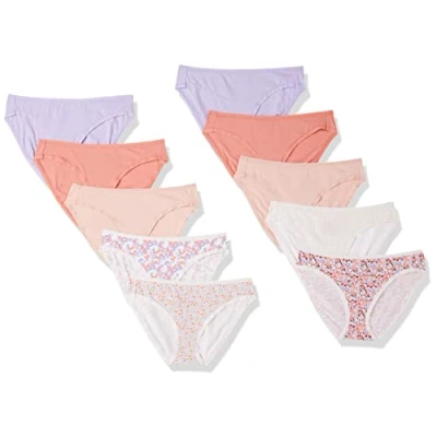 Afbeelding van Amazon Essentials Women&#039;s Katoenen onderbroek in bikinimodel (verkrijgbaar grote maten), Pack of 10, Bloemig/Deftig bloemenpatroon/Geruit/Veelkleurig, 40