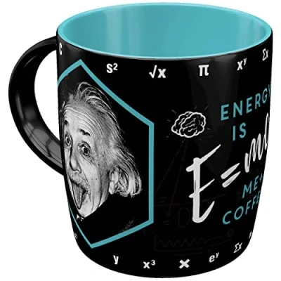 Afbeelding van Nostalgic Art Retro koffiemok, Einstein Energy = Me+Coffee Geschenkidee voor studenten, gemaakt van keramiek, vintage design met spreuk, 330 ml
