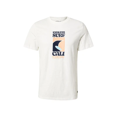 Afbeelding van s.Oliver MIT Front UND Flamm Struktur Tshirt print, Heren, Maat: Large, Weiß