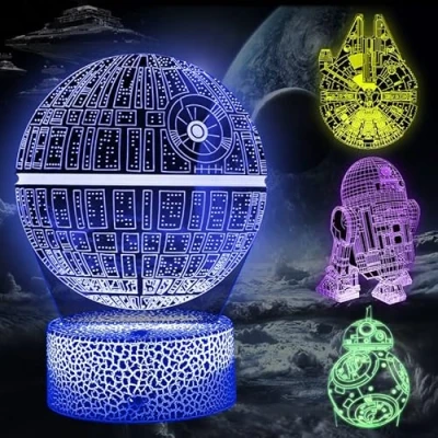 Afbeelding van CENOVE Star Wars 3D lamp, led illusie nachtlampje met 16 kleurveranderingen en 4 patronen, verjaardagsdecoratie, kerstcadeaus voor kinderen, jongens, heren fans