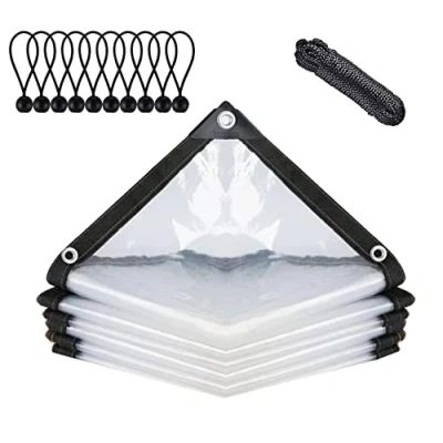 Afbeelding van BCBIG Dekzeil, waterdicht, transparant, met ogen, afdekzeil voor tuinmeubelen, buiten te gebruiken, regendicht, plantenisolatie, meubels stofdicht, bindtouw, 2 x 4 m