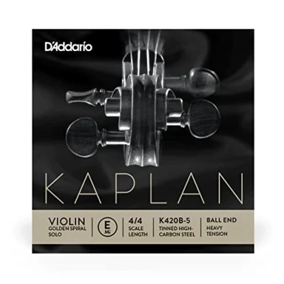 Afbeelding van D&#039;Addario Kaplan Golden Spiral Solo Vioolsnaar Enkele E snaar K420B 5 Vioolsnaren 4/4 Schaal, Zware Spanning, Ball End