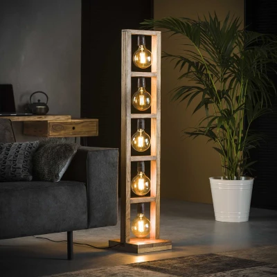 Afbeelding van AnLi Style Vloerlamp 5L modulo houten frame