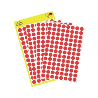 Afbeelding van Avery Ronde Etiketten Diameter 8 Mm, Rood, 416 Stuks Etiket