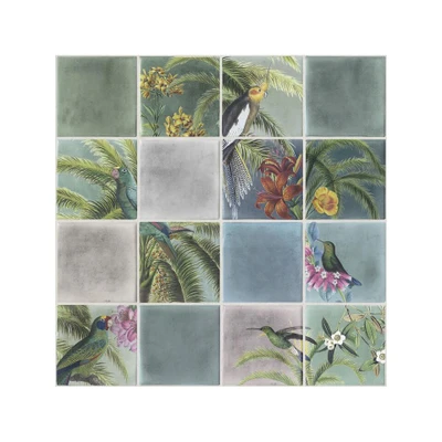 Afbeelding van Leen Bakker Dutch Wallcoverings Escapade Tegel/vogel Groen/blauw 0,53x10,05m Behang Vlies
