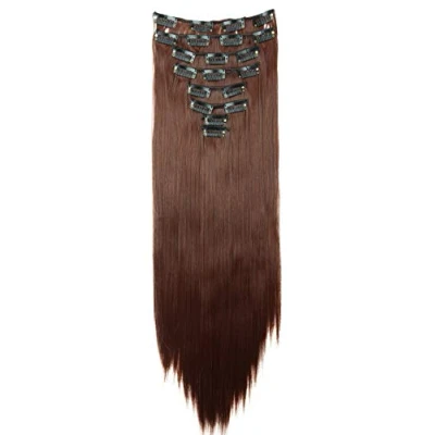 Afbeelding van CAISHA XXL 50cm 8 Delige Set CLIP IN EXTENSIONS Haarextensies Haarstukje Glad Kastanjebruin CES109
