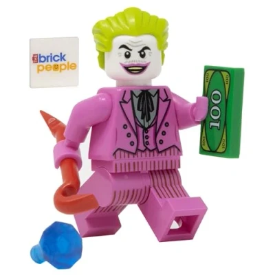 Afbeelding van LEGO DC Superheroes: Joker Minifiguur met roze pak en Crowbar