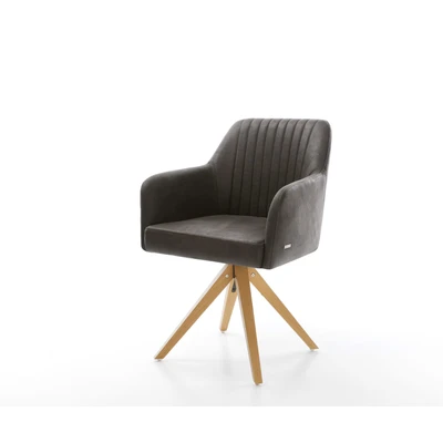 Afbeelding van Draaistoel Greg Flex houten frame hoekig antraciet vintage 180 draaibaar