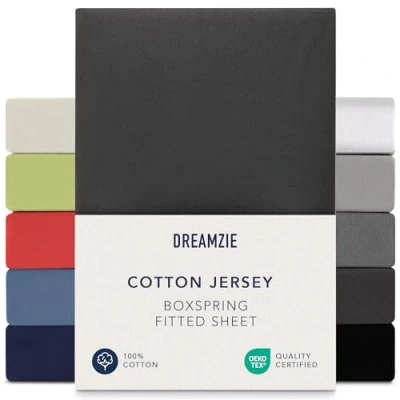 Afbeelding van Dreamzie Boxspring Hoeslaken 180x200 cm 200x200 cm, 100% katoenjersey, matrashoogte tot 37 hypoallergeen, Oeko Tex, zwart