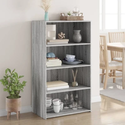 Afbeelding van Hoge kast 70x41x124 cm bewerkt hout grijs sonoma eikenkleurig