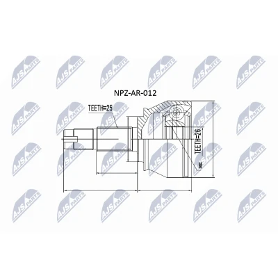 Afbeelding van Homokineet reparatie set, aandrijfas NTY NPZ AR 012