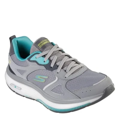 Afbeelding van Skechers Go Walk Workout Walker Sneakers voor dames, Grijs Leer Turkoois Textiel, 40 EU