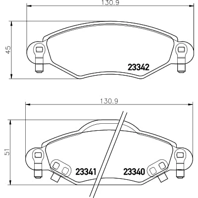 Afbeelding van HELLA 8DB 355 010 791 Remblokkenset Met akoestische slijtagewaarschuwing remzadelschroef TOYOTA: Yaris I Hatchback (P1) 1.0, 1.3, 1.5