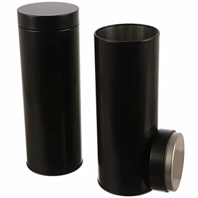 Afbeelding van Dosenritter 2 x rond koffiepadblik/bewaarblik, aromabestendig gemaakt van metaal voor 200g Earl Grey per stuk, ca. 20 koffiepads 7 cm (H,ø) ook ideaal als eiwit of theeblik (zwart)