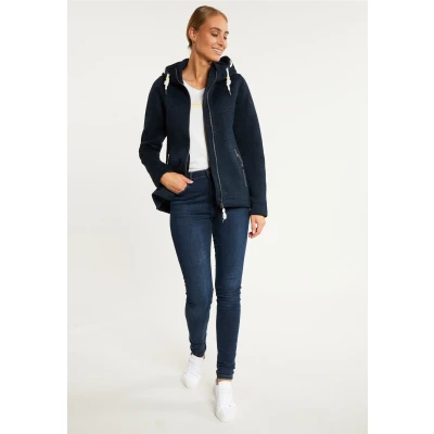Afbeelding van DREIMASTER Dames Gebreid Fleece Jack S / Marine Melange 100% Polyester