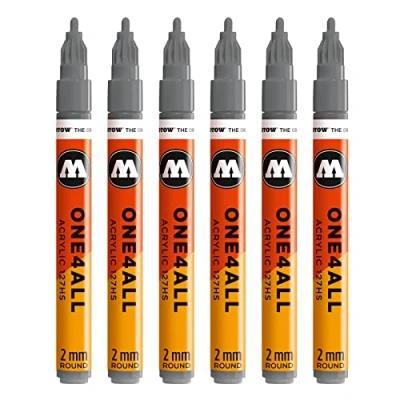 Afbeelding van Molotow Acryl Marker One4All 127HS (2 mm punt, hoog dekkend en permanent, UV bestendig, voor bijna alle ondergronden) #238 grijsblauw donker, 6 pack