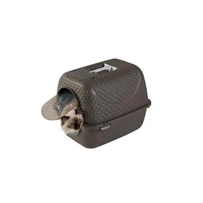 Afbeelding van Bama Gesloten Kattenbak met Rattan Design Taupe Geïntegreerde Schep 41x50x39 cm Praktisch en Elegant