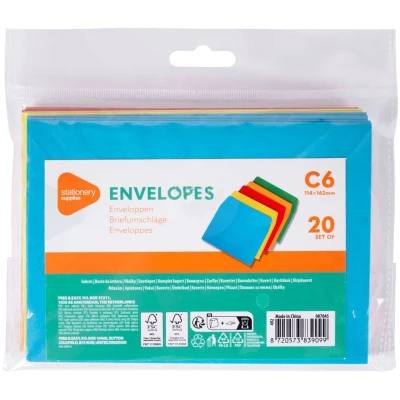Afbeelding van Gekleurde Enveloppen C6, 20st.