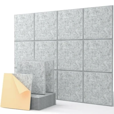 Afbeelding van akoestische platen, zelfklevend, 12 stuks, geluidsisolatie, wand, hoge dichtheid, polyester, panelen, afgeschuind randdesign voor wandplafonds, hout en deuren, 30 x 0,9 cm