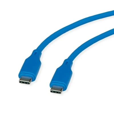 Afbeelding van ROLINE USB 2.0 kabel, type C C, M/M , Silicone, 60W, blauw, 1 m
