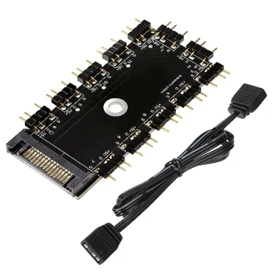 Afbeelding van ARGB Hub 5V 3 pins Controller 1 tot 11 poorten RGB LED fan Splitter met SATA poort ondersteuning voor pc computer moederbord