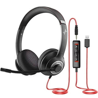 Afbeelding van EAGLEND Headset met microfoon voor PC bedrade hoofdtelefoon USB C 3,5 mm headsets ruisonderdrukking laptop Type computerhoofdtelefoon in line bediening