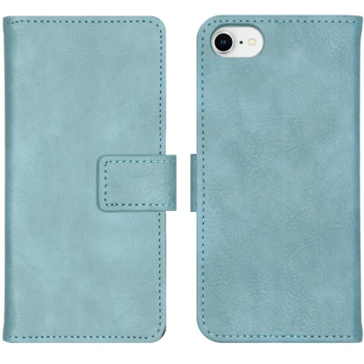 Afbeelding van Apple iPhone SE (2022) Hoesje Kunstleder iMoshion Bookcase Lichtblauw Telefoonhoesje