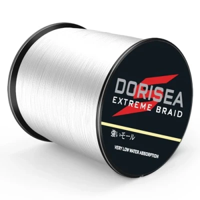 Afbeelding van DORISEA Extreme Braid 100% PE 300m gevlochten vislijn 2,7 249,5 kg Test, visdraad, slijtvast, ongelooflijke superlijn, geen rek, kleine diameter (wit, 13,6 kg/0,26 mm)