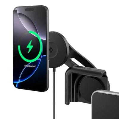 Afbeelding van Spigen Telsa Model Y 3 Draadloze Oplader Auto Mobiele Telefoonhouder met Oplaadfunctie, Autotelefoonhouder voor MagSafe Compatibel iPhone 16 15 14 13 12