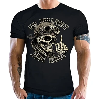 Afbeelding van Gasoline Bandit Biker Racer motorfiets heren T shirt: Just Ride, zwart, L