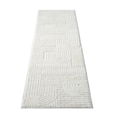 Afbeelding van Vloerkleed Focus Japandi Hoogpolig Fluffy Scandinavisch Creme 80x300 cm Rechthoek Polypropyleen Tapijtenloods